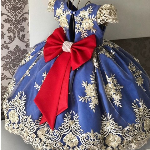 Bordado flor vestido de la princesa cumpleaños 4-10 años fiesta vestidos infantiles para niñas boda Formal de noche niños ropa ► Foto 1/6