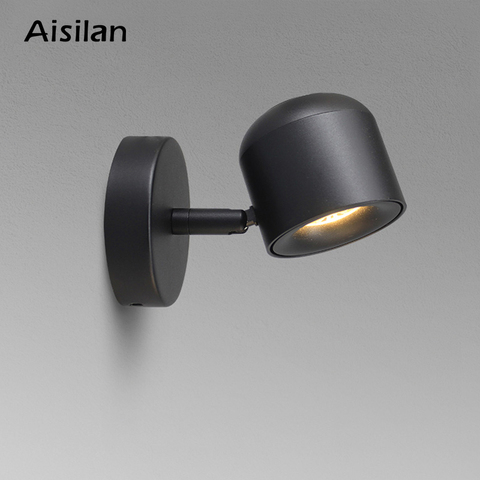 Aisilan-lámpara de pared de estilo moderno, aplique ajustable, 7W, negro/blanco, para mesita de noche, dormitorio, espejo, pasillo, AC90-220V ► Foto 1/6