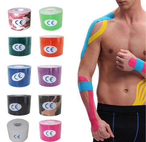 5cm * 5m Kinesiotape elástico rollo de cinta adhesiva para algodón Kinesiología lesiones deportivas tensión muscular protección cintas primero ayuda Fitness ► Foto 1/6