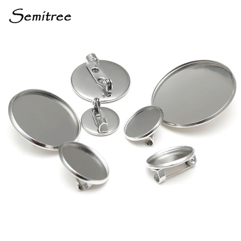 Semitree-10 Uds. De broches de acero inoxidable, Base de bandeja en blanco, cabujón, ajustes del camafeo, accesorios de joyería DIY, suministros hechos a mano de 12mm ► Foto 1/5