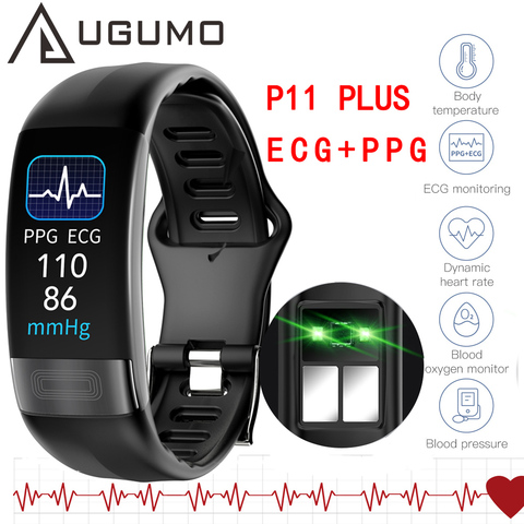UGUMO-pulsera inteligente P11 Plus, reloj inteligente con control de la temperatura corporal, ECG, PPG, control del ritmo cardíaco y la presión sanguínea ► Foto 1/6