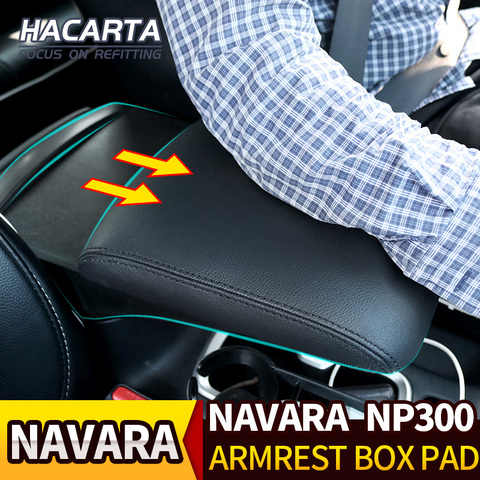 Reposabrazos ajustable para Nissan Terra Navara NP300 D23 2015-19 coche consola tapa almohadilla Reposabrazos de coche de cuero cubierta de cojín de almacenamiento ► Foto 1/6