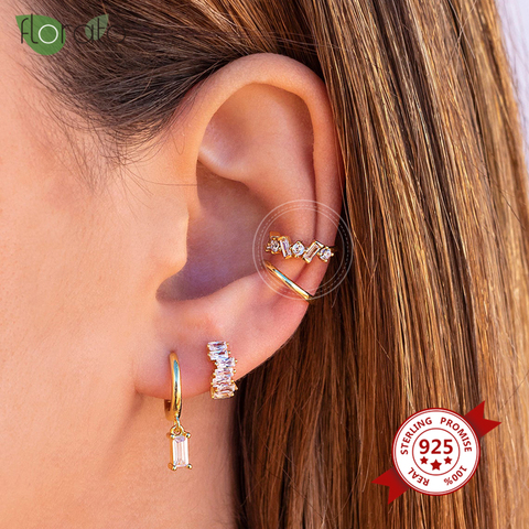 Pendientes de plata de ley 925 con Circonia cúbica para mujer, aretes pequeños, redondos, sin Piercing ► Foto 1/6