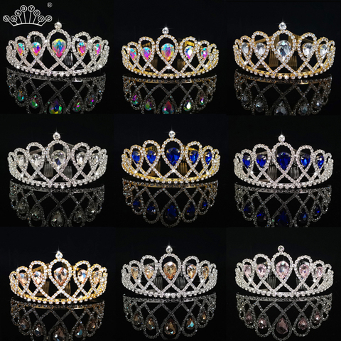 Corona de cristal de boda para novia, Tiara barroca y corona, Tiara de princesa de moda, accesorios para el cabello de diamantes de imitación, joyería ► Foto 1/6