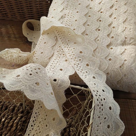 4,5 MM blanco color de encaje de algodón de listón para ropa cortina decoración textil hogar de FABRICE ► Foto 1/4