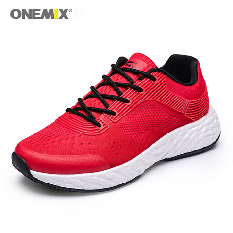ONEMIX-zapatos informales para correr para hombre y mujer, zapatillas cómodas para correr al aire libre, para caminar, a la moda de color rojo ► Foto 1/6