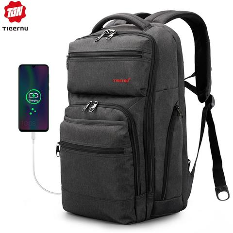 Tigernua marca 29L Anti robo hombres moda cargador USB macho Mochila 15,6 pulgadas Mochila de ordenador portátil Mochila de viaje Casual Mochila para chico ► Foto 1/5