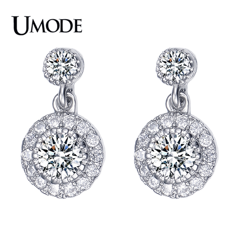 UMODE-pendientes de gota de Color dorado y blanco para Mujer, aretes de cristal de circonia cúbica, joyas para Mujer AUE0097 ► Foto 1/6