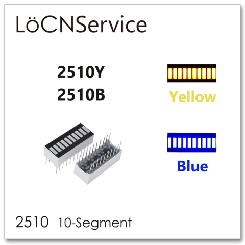 LoCNService-Barra de luz LED gráfica, 10 segmentos, 2510, azul, amarillo, barógrafo, 30 Uds.-100 Uds., tubo digital de un solo color, pantalla brillante ► Foto 1/1