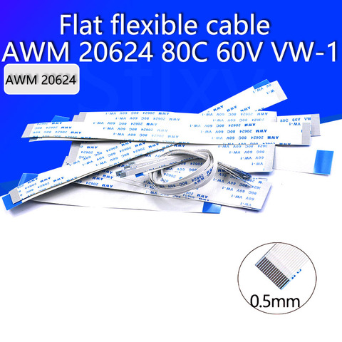 Cable plano y flexible para cable de conexión, cable de conexión plano, VW-1, 6/10/12/16/20/30/40 Pines, 10 Uds. AWM 20624 80C 60V FFC-0.5MM ► Foto 1/6