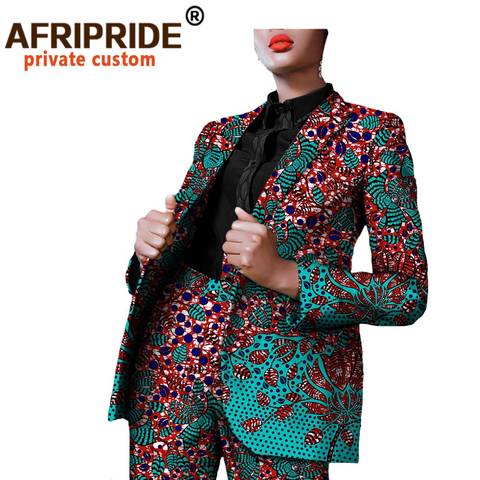 Traje africano para mujer, abrigos Dashiki y pantalones estampados, conjunto de 2 piezas, trajes Dashiiki, Chaqueta larga, ropa de Ankara, Formal para mujer, A722662 ► Foto 1/6