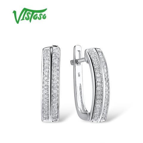 VISTOSO-Pendientes de oro blanco 585 y diamante brillante para mujer, aretes, aros, oro de 14 quilates, 14K, boda, compromiso ► Foto 1/6