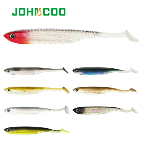 Lote de 5 unidades de señuelos de pesca con cebo blando, 100mm/5,4g, 128mm/9,7g, cola en T, Color arcoíris, Columpio de lentejuelas, cucharilla de hielo de pesca ► Foto 1/6