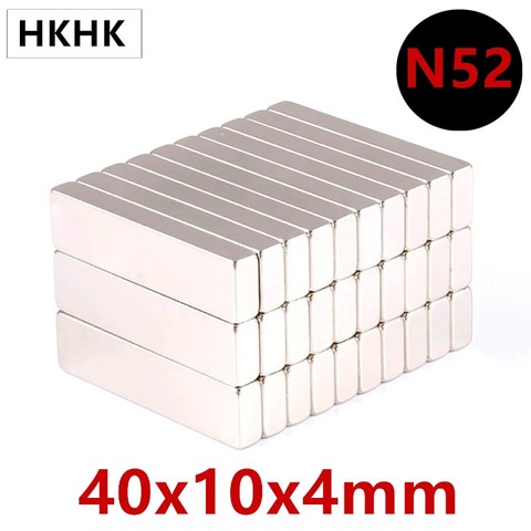 Imanes de neodimio rectangulares de bloque de 4mm de grosor, hoja superfuerte de 10/20 piezas, N52, 40x10x4mm, 40mm x 10mm x 4mm ► Foto 1/6