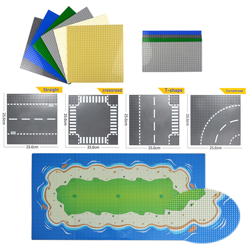 Placas Base clásicas de 16x32 32x32, bloques de construcción, placa de calle de ciudad, carretera, rectas, curvadas, de río, bloques de construcción ► Foto 1/6