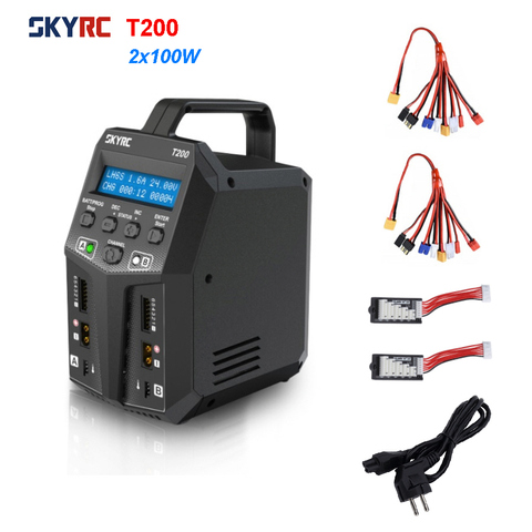 SKYRC-cargador de equilibrio T200, dispositivo con doble enchufe XT60, 12A, 100W, 10W, descargador para LiHV, LiPo, Li-ion, LiFe, NiMH, NiCD, Pb, batería AGM, modos de frío ► Foto 1/6