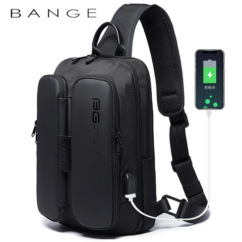 BANGE-Bolso cruzado informal con carga USB para hombre, bandolera Oxford, resistente al agua, gran capacidad, 2022 ► Foto 1/6