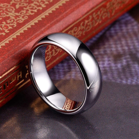 Anillos de Carburo de Tungsteno de 2/4/6/8mm para mujeres y hombres, bandas de compromiso para boda, grabado brillante y pulido, regalos cómodos para él ► Foto 1/6