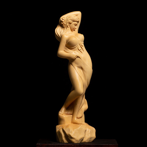 Estatua de belleza de boj de 14/21 CM, Boutique, escultura de decoración de madera sólida para sala de estar, artesanía, decoración de belleza Sexy para coche ► Foto 1/1