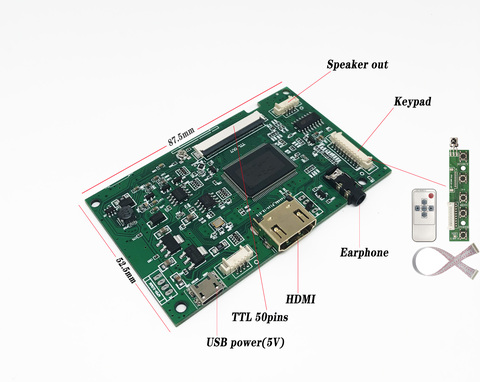 Controlador con pantalla LCD HDMI para AT070TN90 AT070TN94 AT070TN92 AT090TN10 AT070TN93, Micro USB, 50 pines ► Foto 1/5