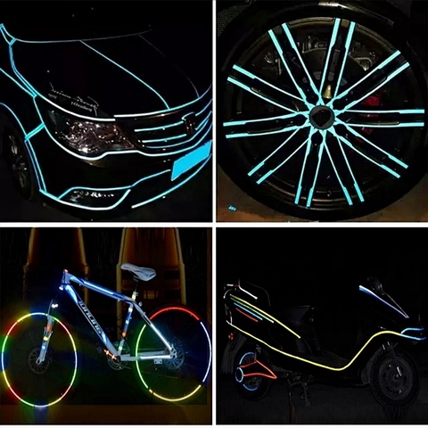 Pegatinas luminosas para coche, cinta reflectante de 8m, luz nocturna para Motor de bicicleta y camión, adhesivo de advertencia brillante, accesorios para automóviles ► Foto 1/6