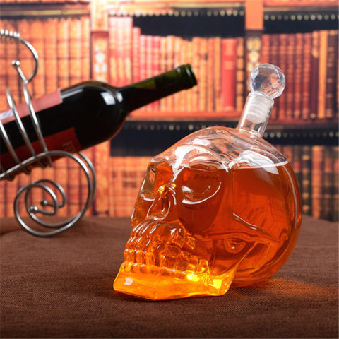 Botella con cabeza de Calavera de Cristal para Halloween, botella de vino decantadora, Whisky, cerveza, vaso para licor, agua, BARRA DE VIDRIO, casa ► Foto 1/6