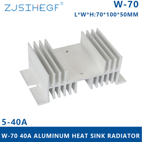 Disipación del disipador de calor de aluminio radiador W-70 montaje en carril Din para 10a 25a 40a relé de estado sólido SS ► Foto 1/1