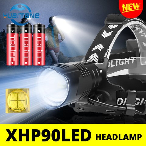 Faro LED brillante XHP110 de 10000lm, lámpara de cabeza de alta potencia XHP90, antorcha recargable a prueba de agua, linterna con Zoom de 7800mah por 18650 ► Foto 1/6