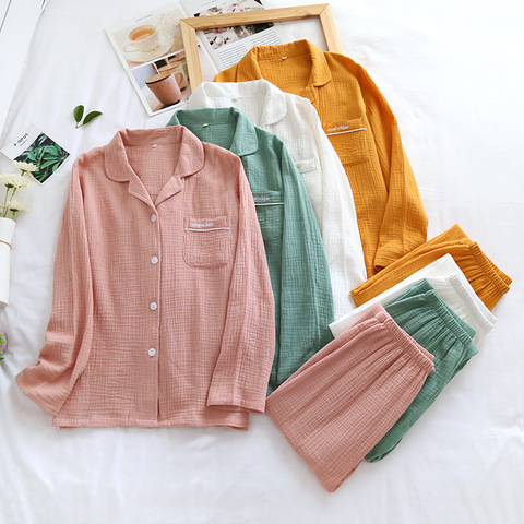 Pijamas de algodón de estilo japonés para hombre y mujer, pantalones de manga larga de talla grande, estilo simple, para primavera y otoño, nuevo ► Foto 1/6