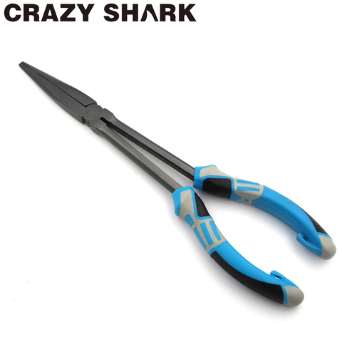 Crazy Shark-Alicates de pesca, removedor de anzuelos, alicates para pescado de nariz larga, 11 pulgadas, productos de acero de alto carbono para herramientas de pesca ► Foto 1/6