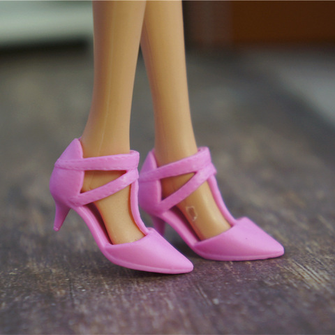 1 par Original zapatos para muñeca Barbie bjd 1/6 de moda Zapatillas de casa de muñeca de vestir sandalias fantezi accesorios kawaii rosa ► Foto 1/1