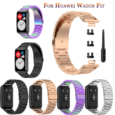 Correa de reloj de acero inoxidable para Huawei, pulsera de lujo clásica de Metal para reloj inteligente Huawei Fit, 2022 ► Foto 1/6