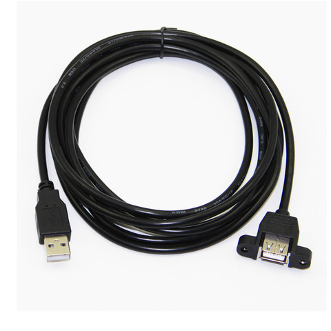 Cable de extensión USB 2,0, macho a hembra, con Panel con tornillos de montaje, lámina + trenzado blindado, 0,5 m, 1m, 1,5 m ► Foto 1/2