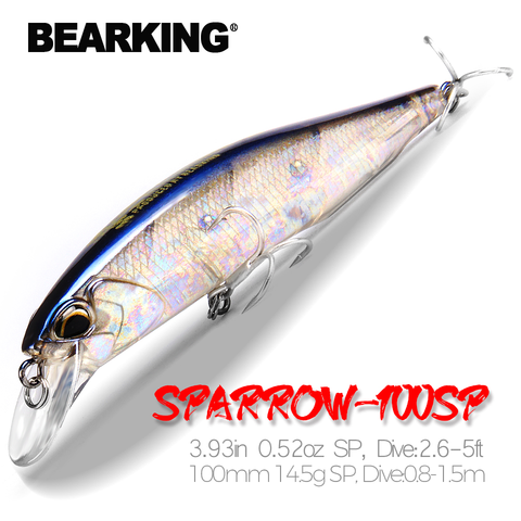 Bearking-Señuelos de Pesca de 10cm y 15g, cebo duro, 14 colores a elegir, calidad minnow profesional, depth0.8-1,5 m ► Foto 1/6