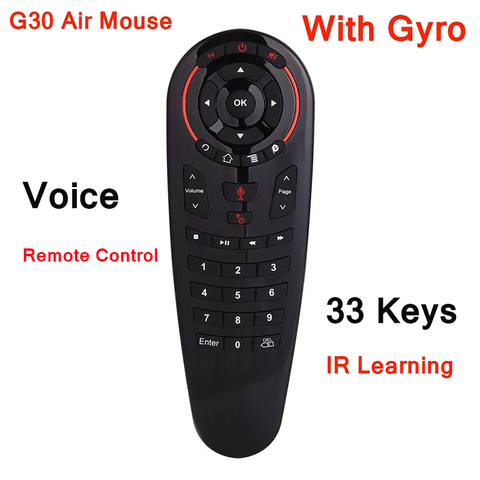 Mando a distancia inteligente G30S para caja, 33 teclas, Air Mouse, 2,4G, giroscopio, sensor, aprendizaje IR, asistente de Google, G30 S, PK G20S ► Foto 1/6