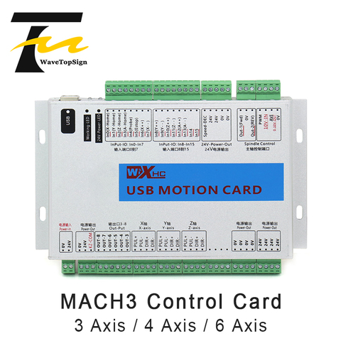 WaveTopSign Mach 3 CNC tarjeta de Control de 3 eje 4 eje 6 eje XHC MK4 CNC Mach3 USB Compatibilidad de puertos ventana 7 sistema/pasos/servo motor ► Foto 1/5