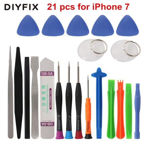 DIYFIX-Kit de herramientas de reparación de teléfonos móviles, juego de herramientas de apertura de Spudger, destornillador para iPhone 12X8 7 6S 6 Plus, 21 en 1 ► Foto 1/6
