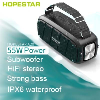 HOPESTAR-A20-altavoces portátiles con Bluetooth, subwoofer estéreo con Supergraves, sistema de sonido boombox con correa FMAuxTFUSB, 55W ► Foto 1/6