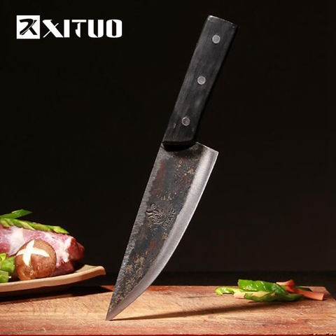 XITUO EDC-cuchillo de cocina de acero de tungsteno muy afilado, cuchillo hecho a mano de acero, 29cm, rebanador de carne de palisandro, utensilios con cuchillas de chef ► Foto 1/1