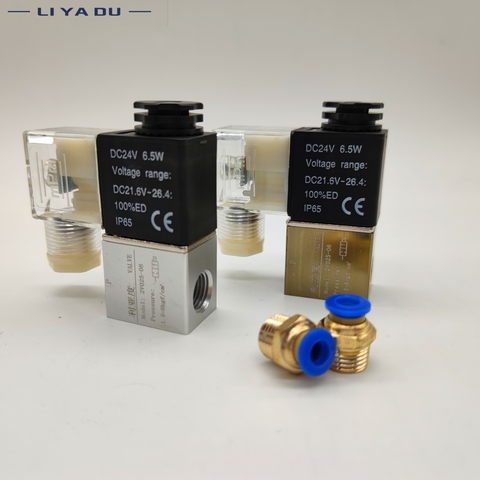 Bobina de válvula solenoide Led, 2 puertos, 2 vías, AC110V, 220V, 380V, 12V, 24V, CC, G1/8, 2V025-08, G1/4 ► Foto 1/6