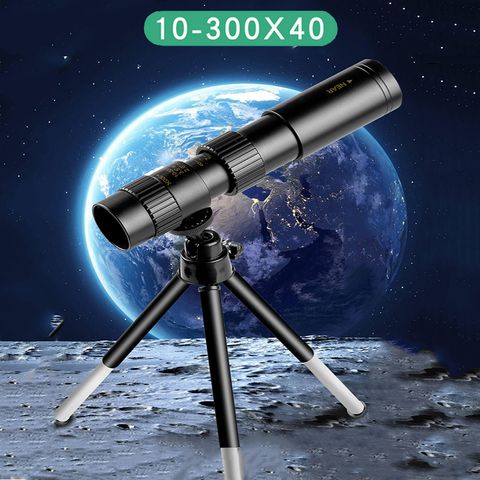 Telescopio Monocular 4k 10-300x40mm, superteleobjetivo, Zoom, con trípode y Clip, accesorios para teléfono móvil ► Foto 1/6