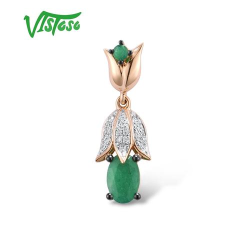 VISTOSO colgantes de oro para mujeres puro 14K 585 Flor de Oro Rosa Esmeralda Natural diamante brillante joyería fina de boda ► Foto 1/6