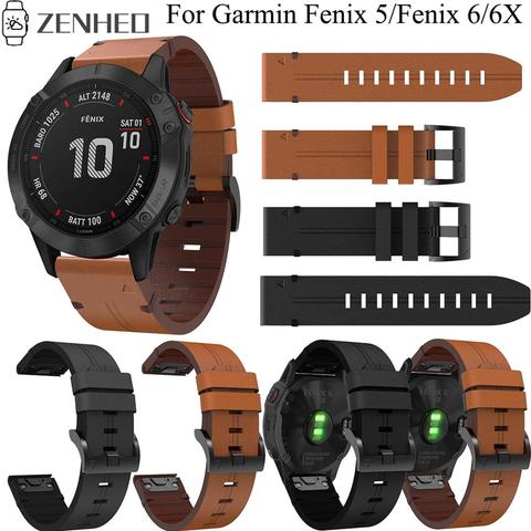 Correa de cuero de 22mm y 26mm para Garmin Fenix 6/6X, repuesto de correa de reloj de liberación rápida para Garmin Fenix 5/5 Plus/5X ► Foto 1/6