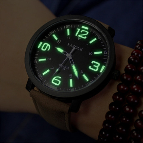 YAZOLE-Reloj de pulsera de cuero y cuarzo para Hombre, accesorio masculino de marca de lujo con luz nocturna, relojes casuales de negocios ► Foto 1/6