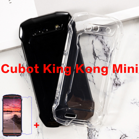 Funda de teléfono de TPU para Cubot King Kong Mini 4G, carcasa de silicona con vidrio templado para Cubot KingKong Mini 2, película de teléfono inteligente, color negro suave ► Foto 1/6