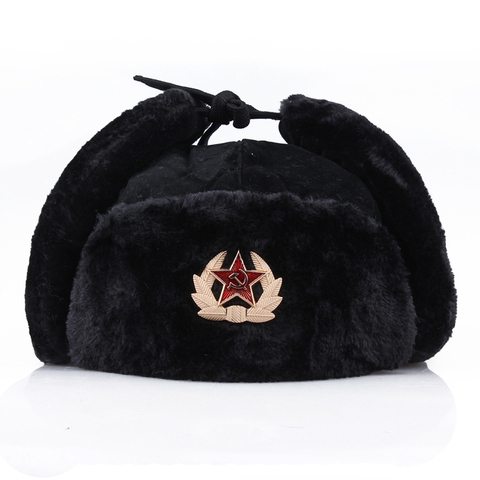 Sombrero cálido de invierno salvaje para hombre y mujer, insignia soviética gorro de Lei Feng, a prueba de viento, impermeable, sombrero para exteriores, orejeras gruesas, gorros cálidos ► Foto 1/5