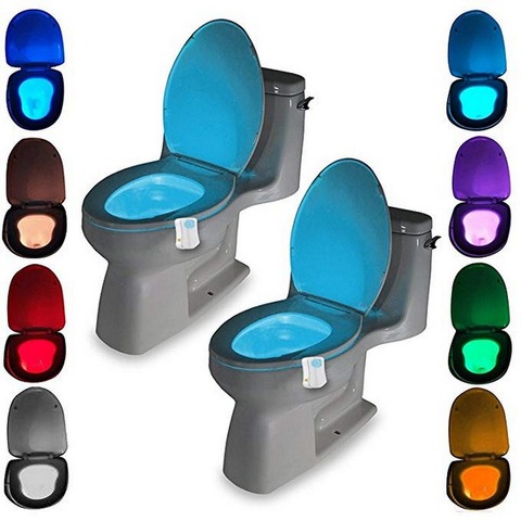 Sensor de luz por movimiento PIR LED para WC, luz nocturna de 8 colores para asiento de inodoro, impermeable, retroiluminación para WC, lámpara LED Luminaria ► Foto 1/6