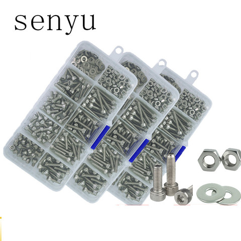 SENYU-Juego de tornillos hexagonales M2 M2.5 M3, cabeza redonda plana de acero inoxidable, pernos de Kit de tornillos y tuercas, Juego de pernos Allen ► Foto 1/5