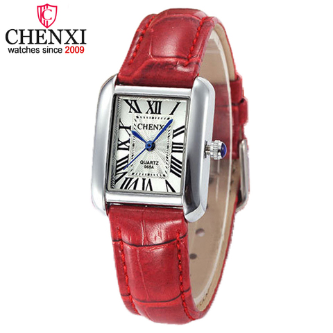 Marca CHENXI de cuarzo de lujo para mujer, reloj de pulsera de cuero rojo, informal, sencillo, regalo creativo ► Foto 1/1