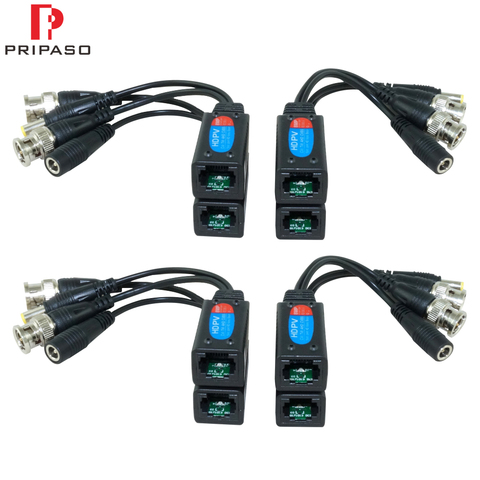 Pripaso 4 pares 8MP HD Balun de vídeo de transmisión de Cable de transmisor de par trenzado BNC a RJ45 adaptador soporte HDCVI TVI AHD Cámara ► Foto 1/6